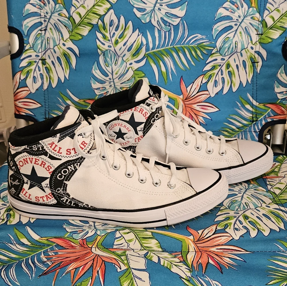 Converse Chuck Taylor White and Black Graphic High-Tops - Picture 7 of 10